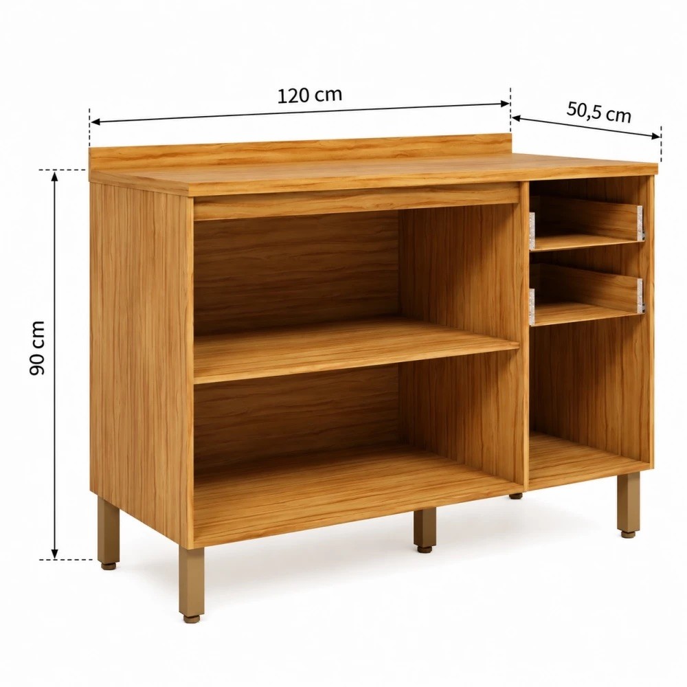 Balcão Ronipa 3 Portas 2 Gavetas Trebbiano 120cm Amêndoa - Off White Balcão Ronipa 3 Portas 2 Gavetas Trebbiano 120cm Amêndoa - Off White