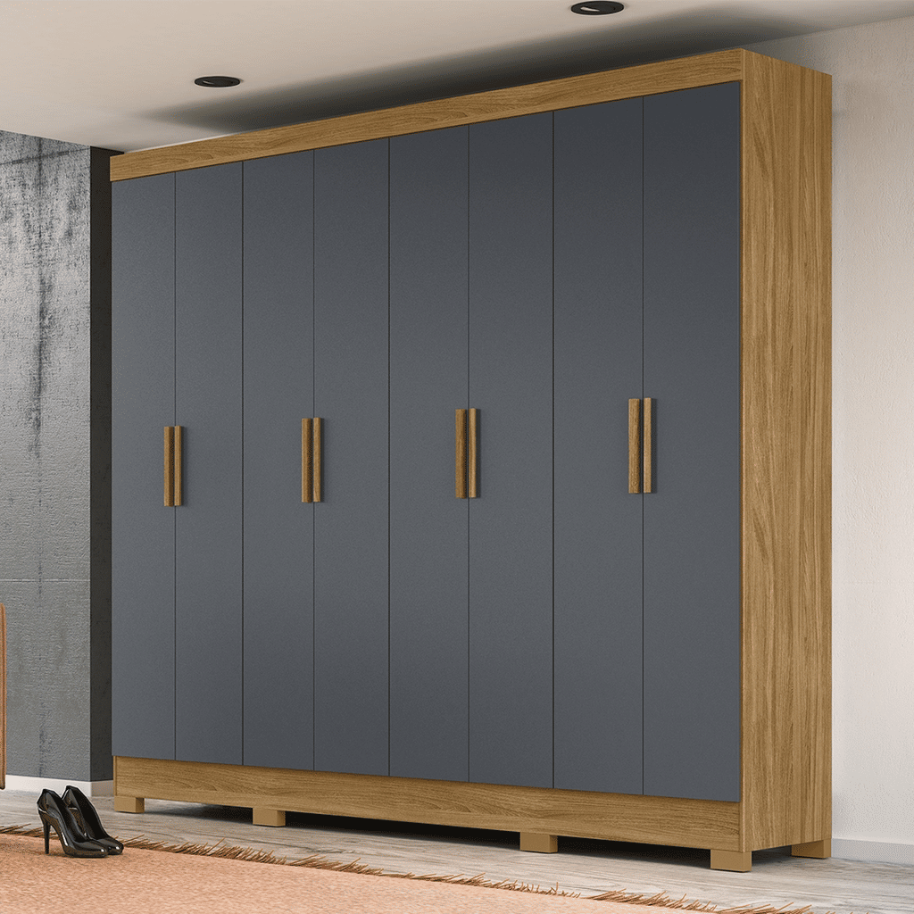 Guarda Roupa Casal Diplomata 8 Portas Freijo/Cinza - Moval Guarda Roupa Casal Diplomata 8 Portas Freijo/Cinza - Moval