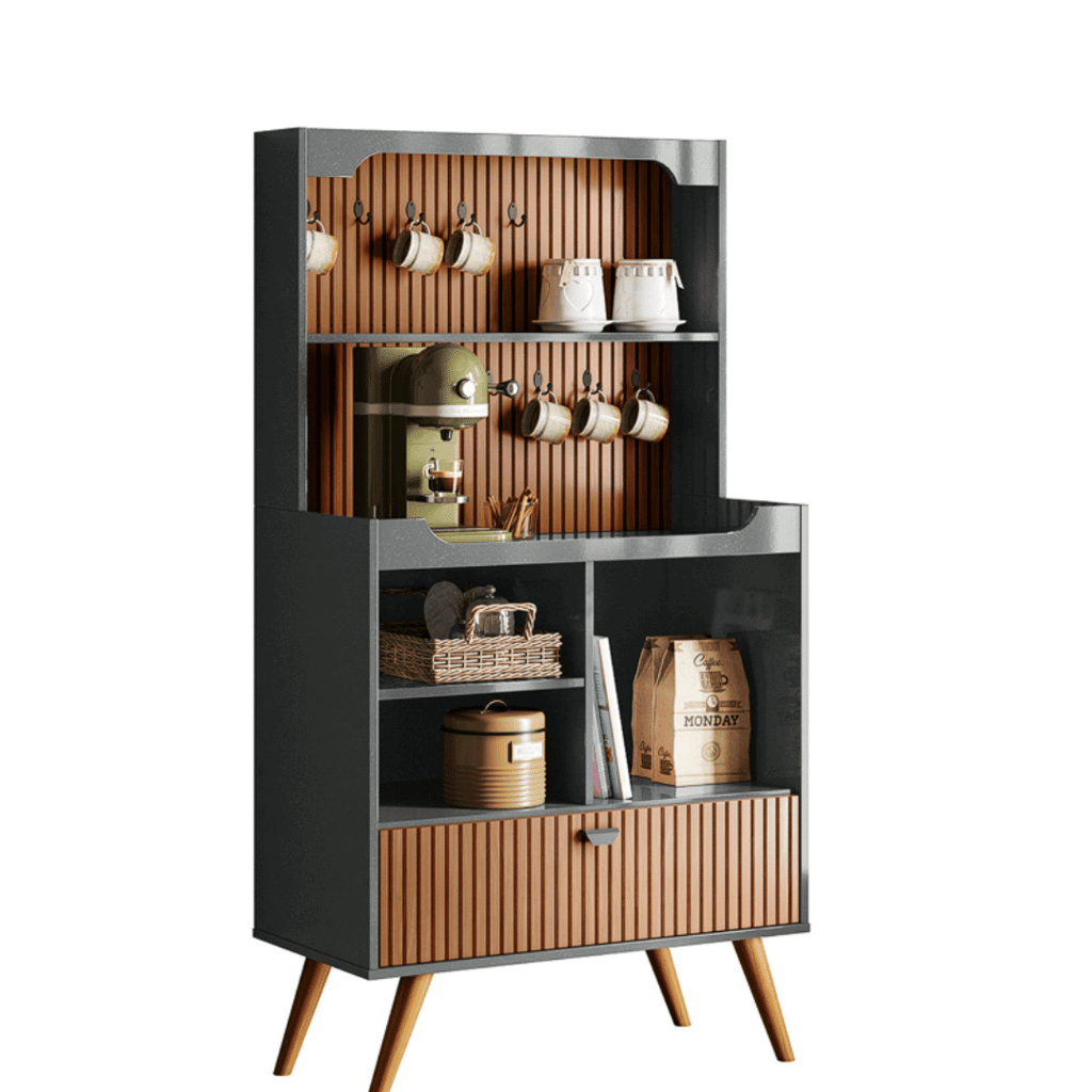 Aparador para Sala Cantinho do Café Rubi 1 Porta 3 Nichos Pés Retrô Cinza Perolizado/Tauari 3D Tauari Lukaliam Aparador para Sala Cantinho do Café Rubi 1 Porta 3 Nichos Pés Retrô Cinza Perolizado/Tauari 3D Tauari Lukaliam