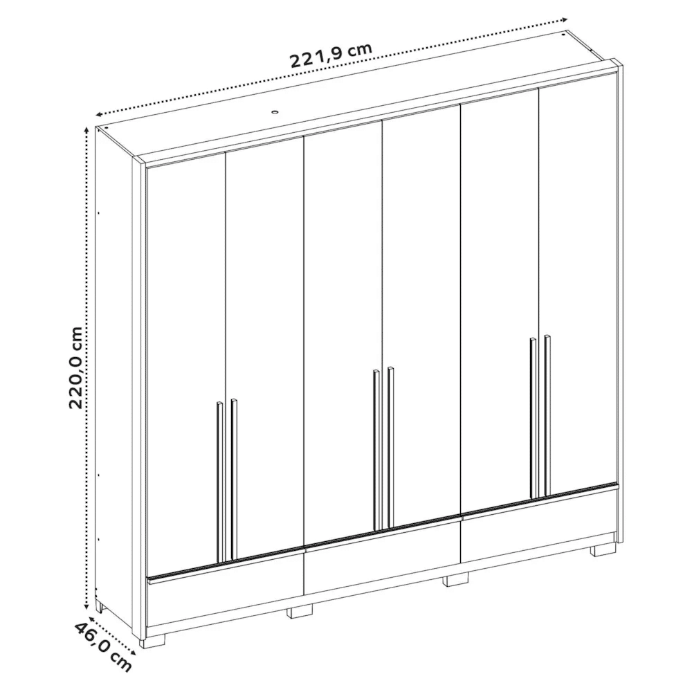 Guarda Roupa Casal 6 Portas 3 Gavetas NT 6035 Notável Móveis Freijó/Off White Guarda Roupa Casal 6 Portas 3 Gavetas NT 6035 Notável Móveis Freijó/Off White