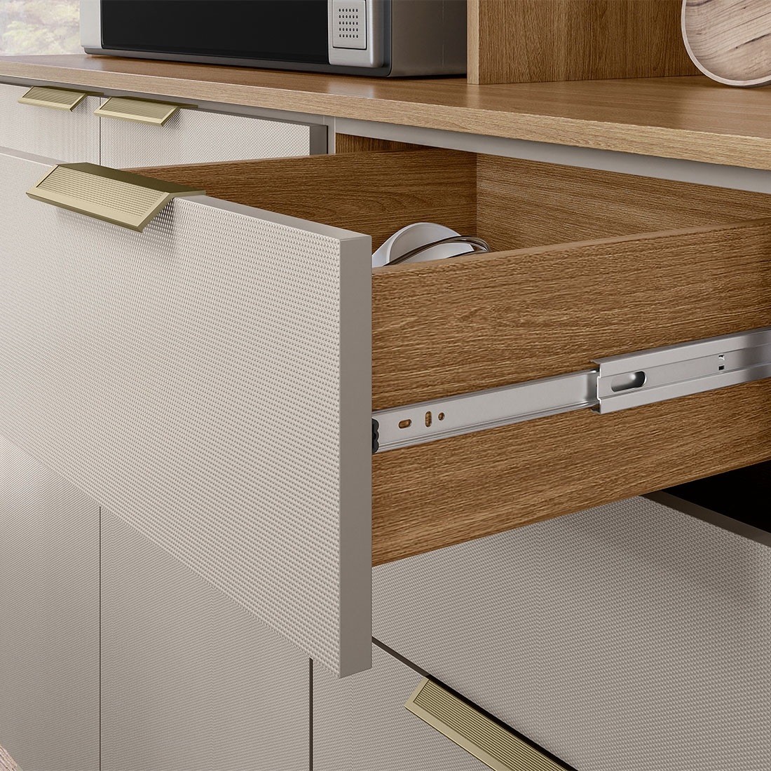 Kit Cozinha Compacta Amora 10 Portas e 2 Gavetas Demóbile - Amendoa/Nude Texturado Kit Cozinha Compacta Amora 10 Portas e 2 Gavetas Demóbile - Amendoa/Nude Texturado