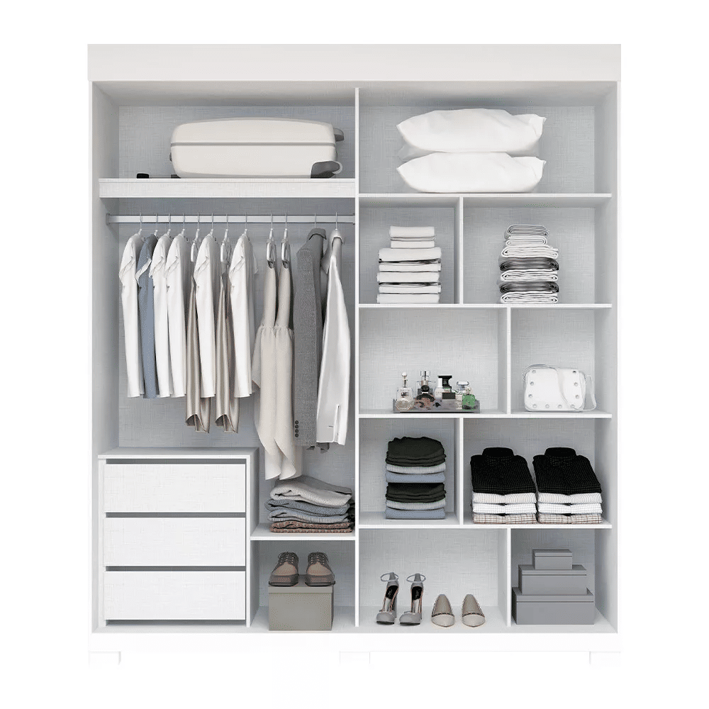 Guarda-Roupa com Espelho Heloisa Prime em MDF 2 Portas Branco - Acp Móveis Guarda-Roupa com Espelho Heloisa Prime em MDF 2 Portas Branco - Acp Móveis