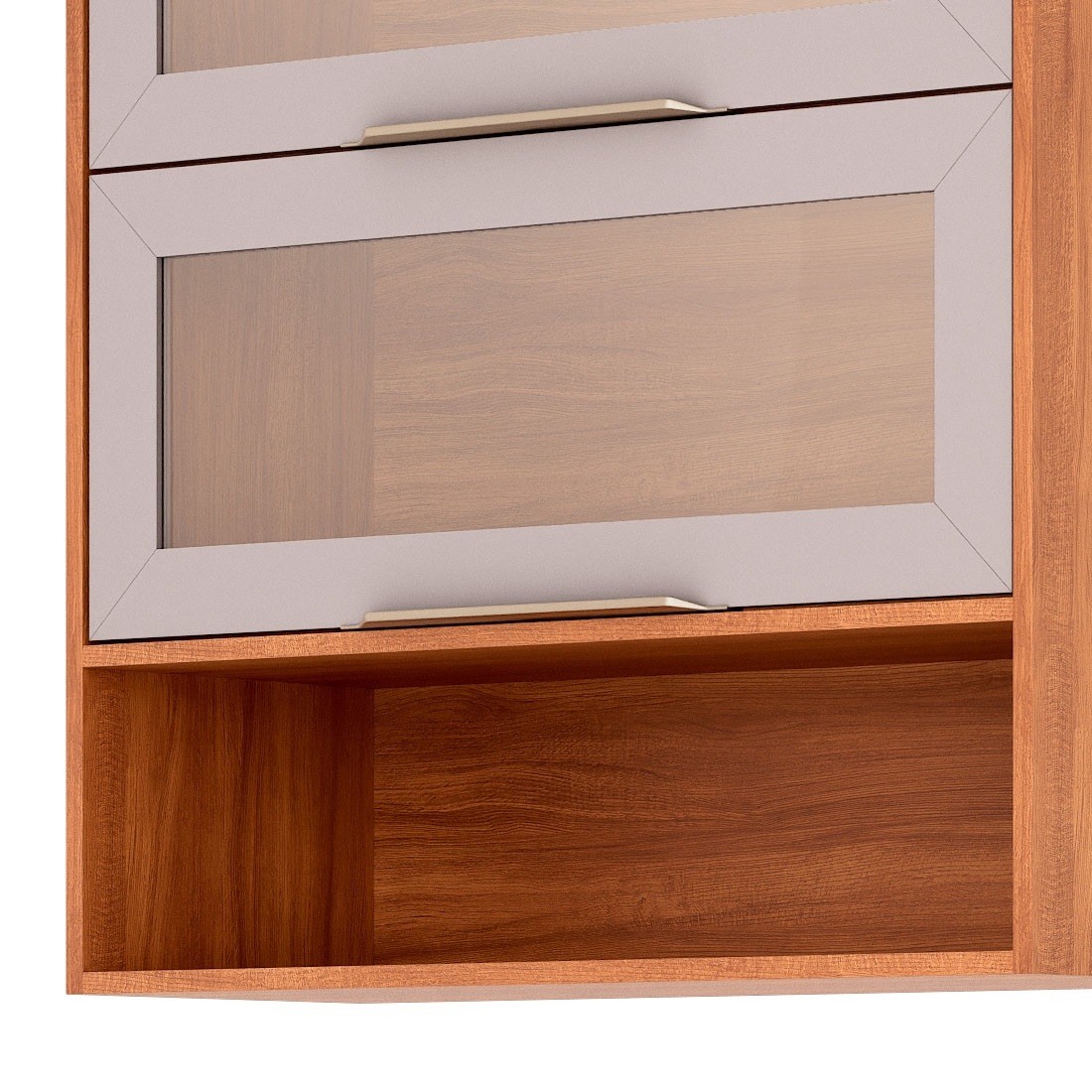 Armário Aéreo Esplendida Cristal 80 2 Portas 100% MDF MGM Móveis - Cinamomo/Of White