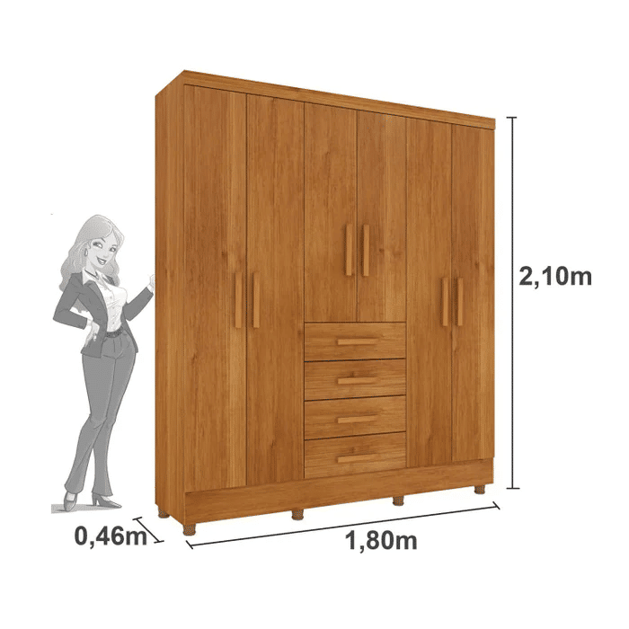 Guarda-Roupa Casal 6 Portas Tcil Móveis Arizona Cinamomo Guarda-Roupa Casal 6 Portas Tcil Móveis Arizona Cinamomo