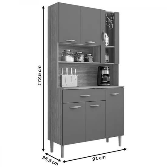 Armário de Cozinha 100% MDF Kit Golden 6 Portas Plus Freijó/Supremo/Ripado 3D