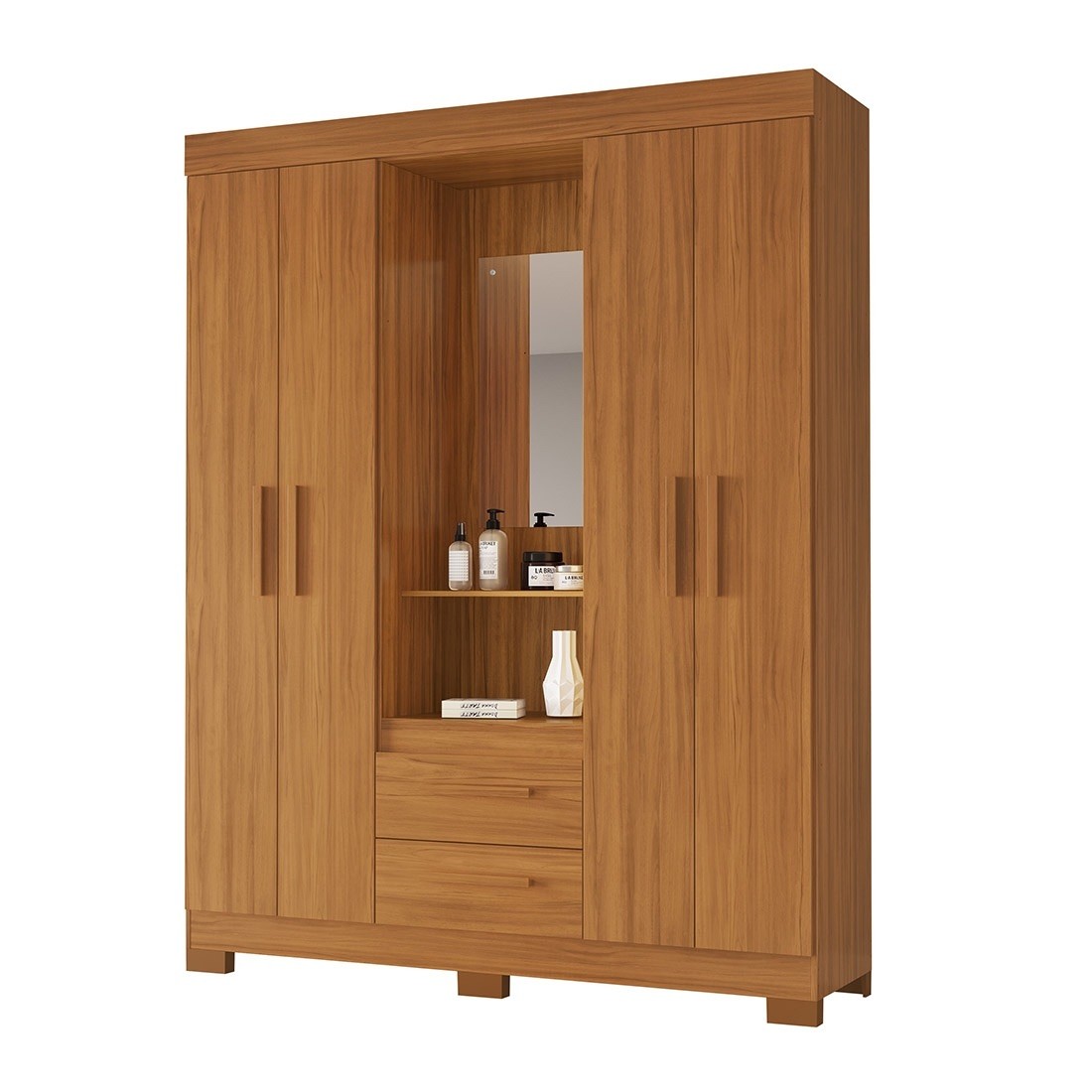 Guarda-roupa Solteiro NT6055 com Espelho 4 Portas Notável - Freijo