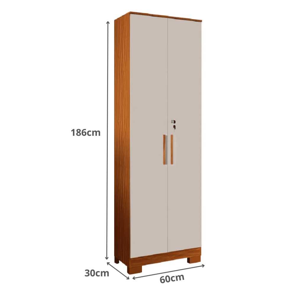 Armário Multiuso 2 Portas em MDF com Chave e Pés Ronipa Bordo Amendoa/Off White Armário Multiuso 2 Portas em MDF com Chave e Pés Ronipa Bordo Amendoa/Off White