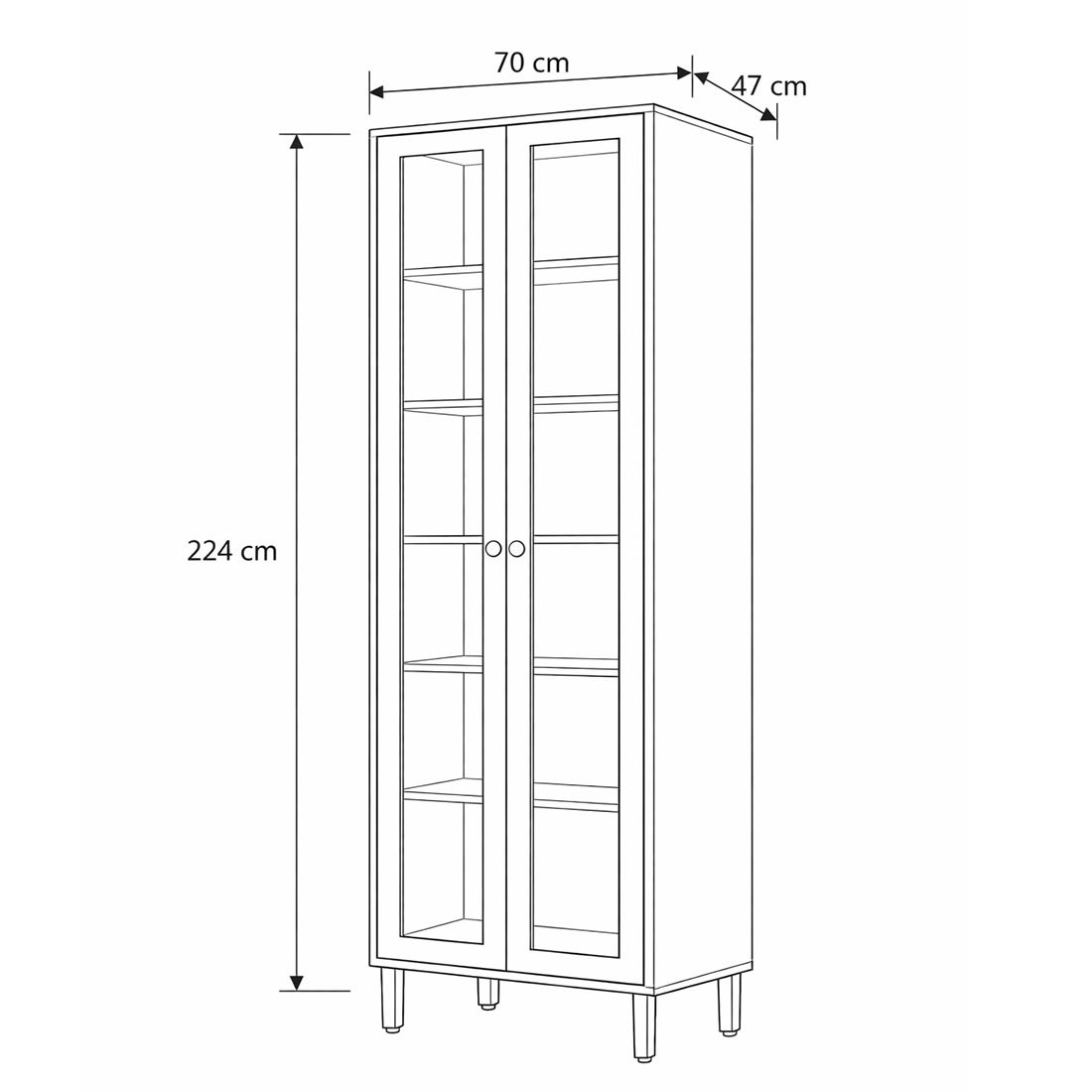 Cristaleira Reflecta Esplendida 100% MDF com LED 2 Portas 70cm MGM - Cinamomo/ Of White