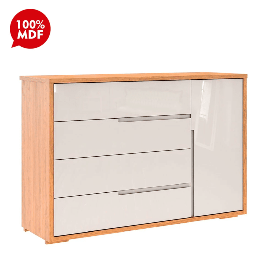 Cômoda Sapateira Concept Robel 4 Gavetas 1 Porta Freijo com Off White Liso 100% MDF Cômoda Sapateira Concept Robel 4 Gavetas 1 Porta Freijo com Off White Liso 100% MDF