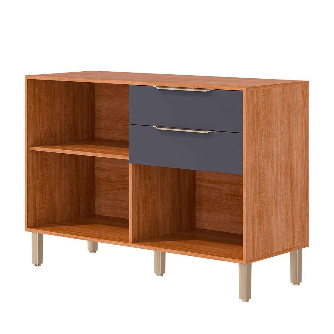 Balcão Esplêndida 120 2 Portas 2 Gavetas 100% MDF MGM Móveis - Cinamomo/Titanio