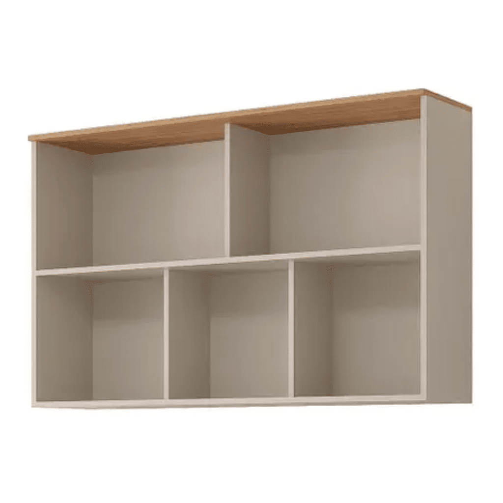 Armário Aéreo Bella 120cm 2 Portas Basculantes com Vidro, Off White/Freijó - MGM Armário Aéreo Bella 120cm 2 Portas Basculantes com Vidro, Off White/Freijó - MGM