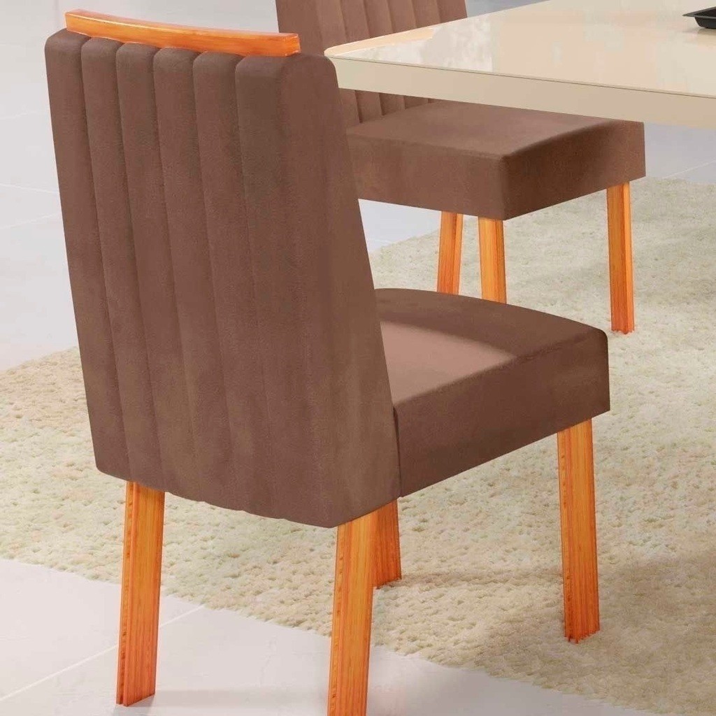 Mesa de Jantar Sentra 160x80 Tampo com Vidro, 06 cadeiras Nature/T3010 - Bom Pastor  Mesa de Jantar Sentra 160x80 Tampo com Vidro, 06 cadeiras Nature/T3010 - Bom Pastor