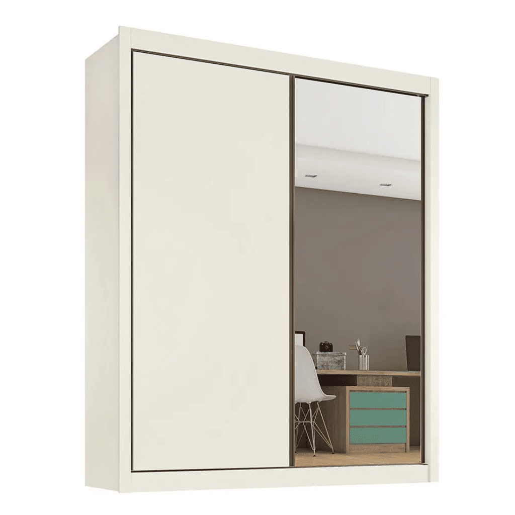 Guarda-Roupa Casal Com Espelho 100% MDF 2 Portas de Correr Zurique Branco Europa Guarda-Roupa Casal Com Espelho 100% MDF 2 Portas de Correr Zurique Branco Europa