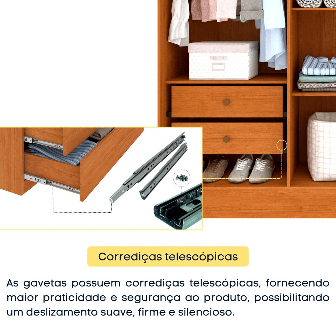 Guarda-roupa Casal Alice 6 Portas 4 Gavetas 180cm Tcil - Cinamomo/Off White