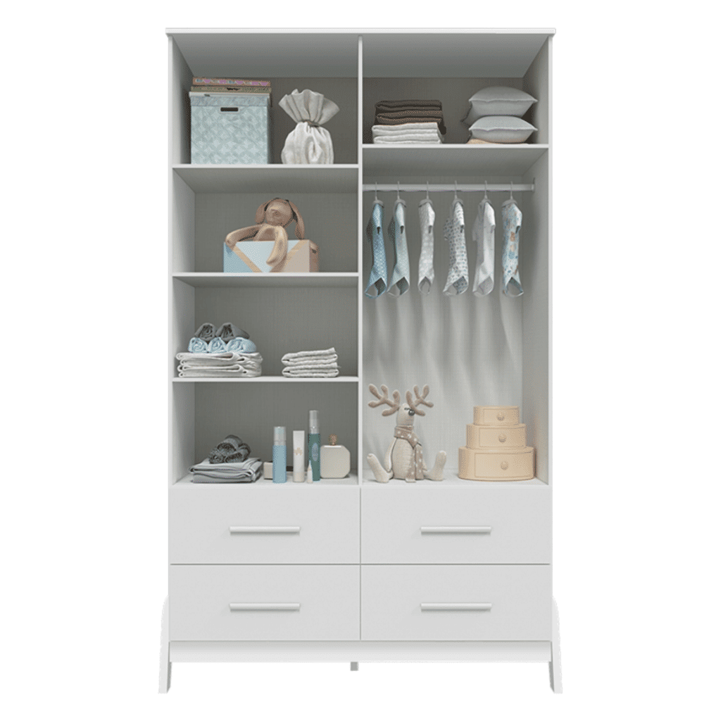 Guarda-Roupa Infantil 100% MDF 4 Portas Moveis Peroba Guti Branco Guarda-Roupa Infantil 100% MDF 4 Portas Moveis Peroba Guti Branco