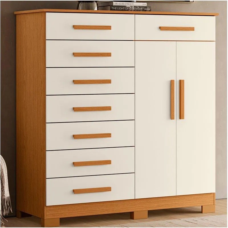 Cômodas 8 Gavetas 2 Portas Albatroz New Verona 125cm - Cinamomo/Off White