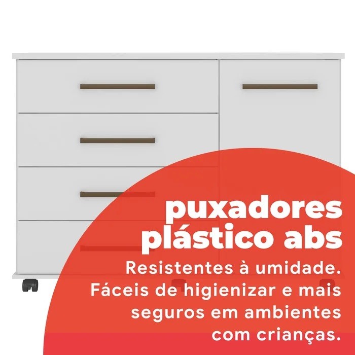 Cômoda Flora Demóbile 4 Gavetas e 1 Porta – Branco Cômoda Flora Demóbile 4 Gavetas e 1 Porta – Branco
