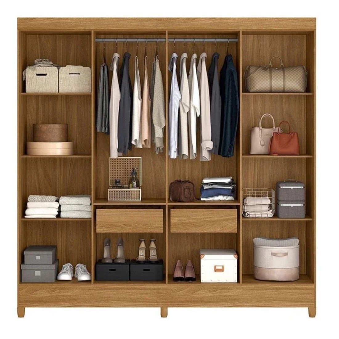 Guarda-Roupa Casal Marajó 8 Portas e 2 Gavetas com Espelho Freijó/Cinza- Moval Guarda-Roupa Casal Marajó 8 Portas e 2 Gavetas com Espelho Freijó/Cinza- Moval