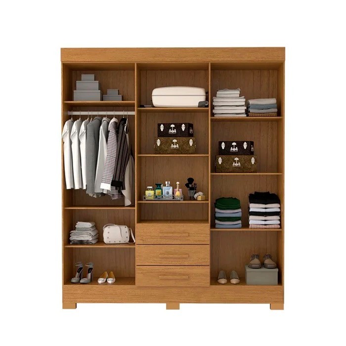 Guarda-Roupa com Espelho Debora 6 Portas 100% MDF Cinamomo - Acp Móveis Guarda-Roupa com Espelho Debora 6 Portas 100% MDF Cinamomo - Acp Móveis