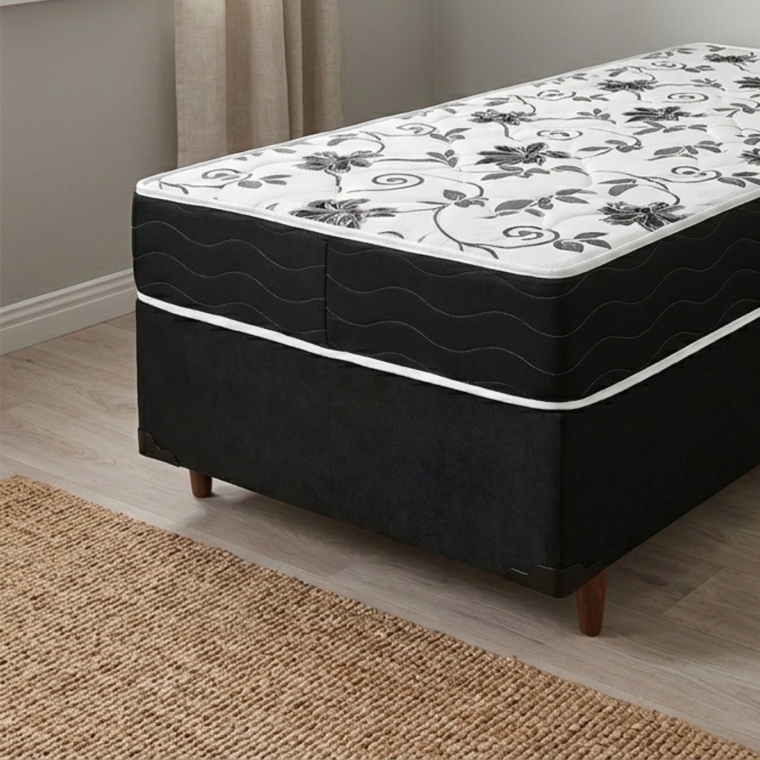 Conjunto Box Solteiro Colchão Exclusive D33 Topázio + Base Ortolike Preto 88x188cm Conjunto Box Solteiro Colchão Exclusive D33 Topázio + Base Ortolike Preto 88x188cm