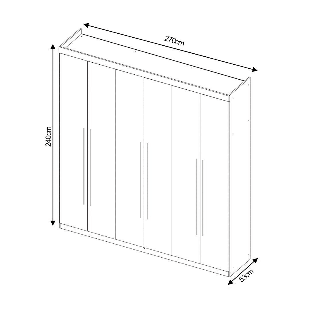 Guarda-Roupa Casal em MDF 6 Portas Bom Pastor Big Mary 2.7 - Natural/Off White/Ripado