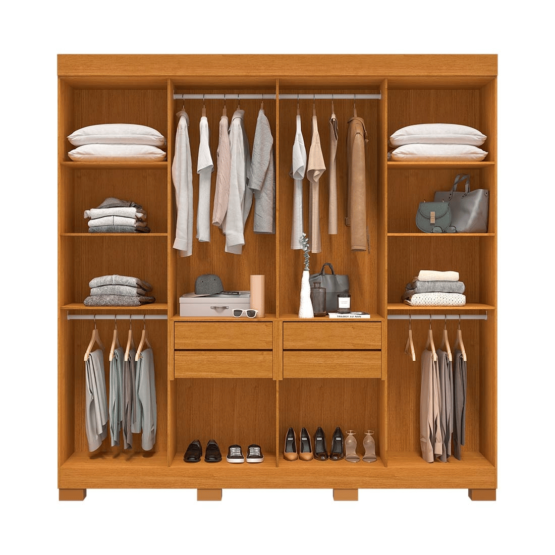 Guarda-Roupa Casal 100% MDF 8 Portas ACP Móveis Hanna Cinamomo/Off White Guarda-Roupa Casal 100% MDF 8 Portas ACP Móveis Hanna Cinamomo/Off White