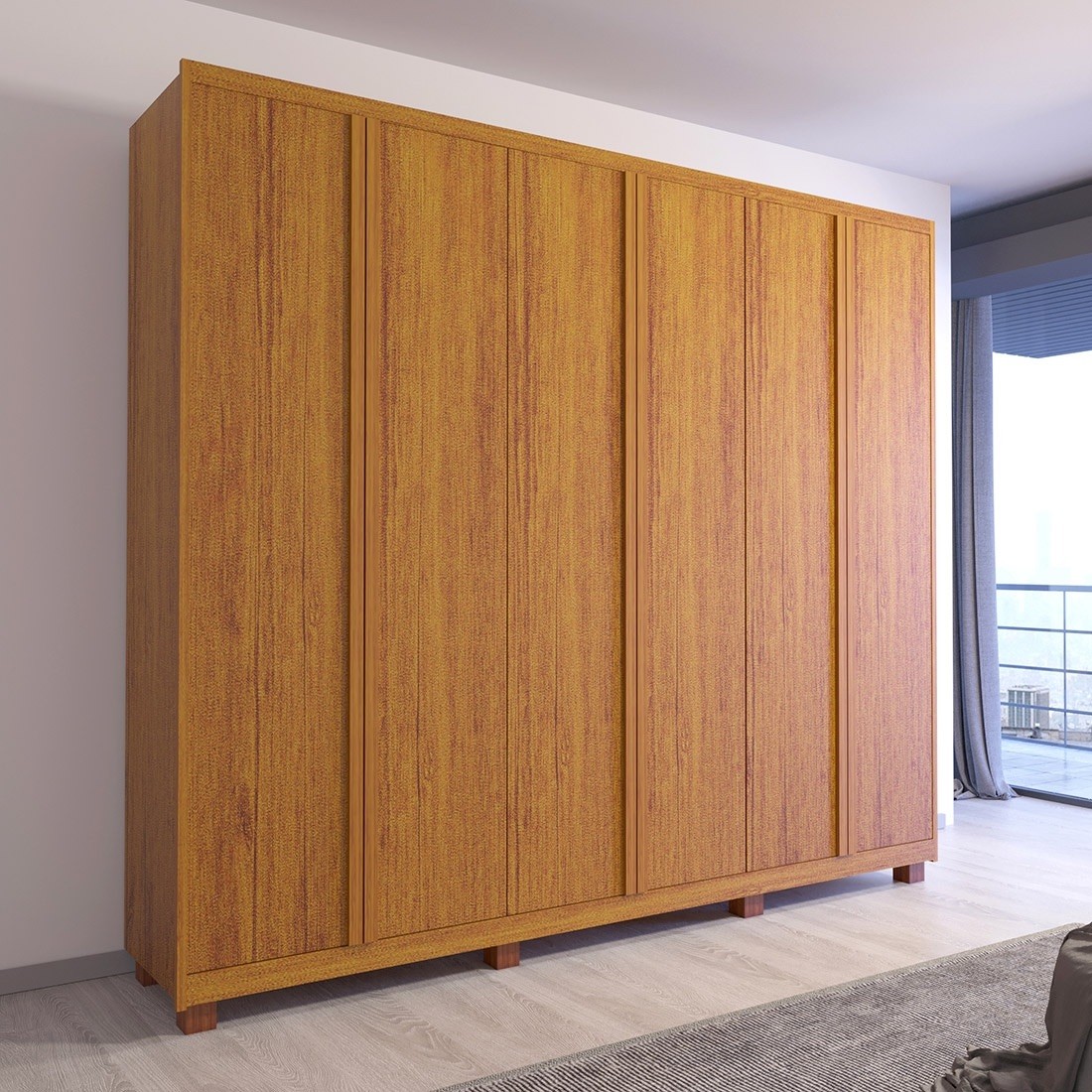 Guarda-roupa Dakota 6 Portas Duplex Casal 100% MDF 273cm Bom Pastor - Naturall