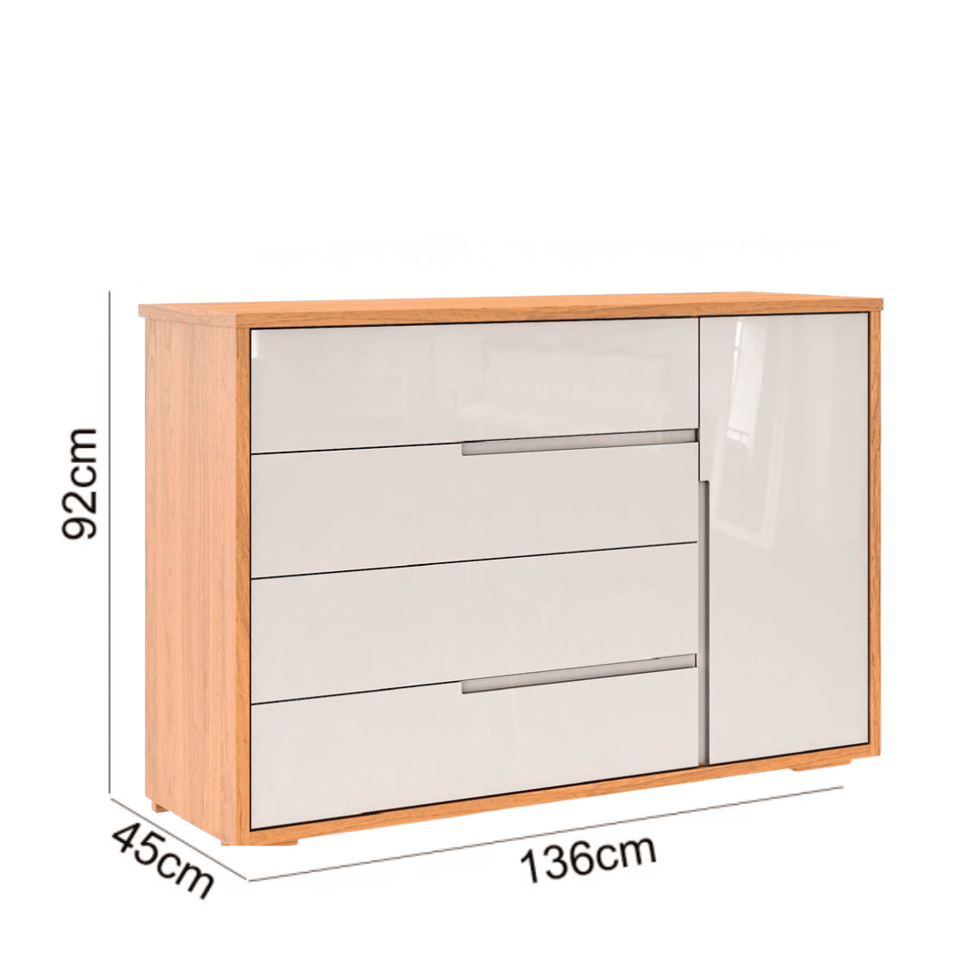 Cômoda Sapateira Concept Robel 4 Gavetas 1 Porta Freijo com Off White Liso 100% MDF Cômoda Sapateira Concept Robel 4 Gavetas 1 Porta Freijo com Off White Liso 100% MDF