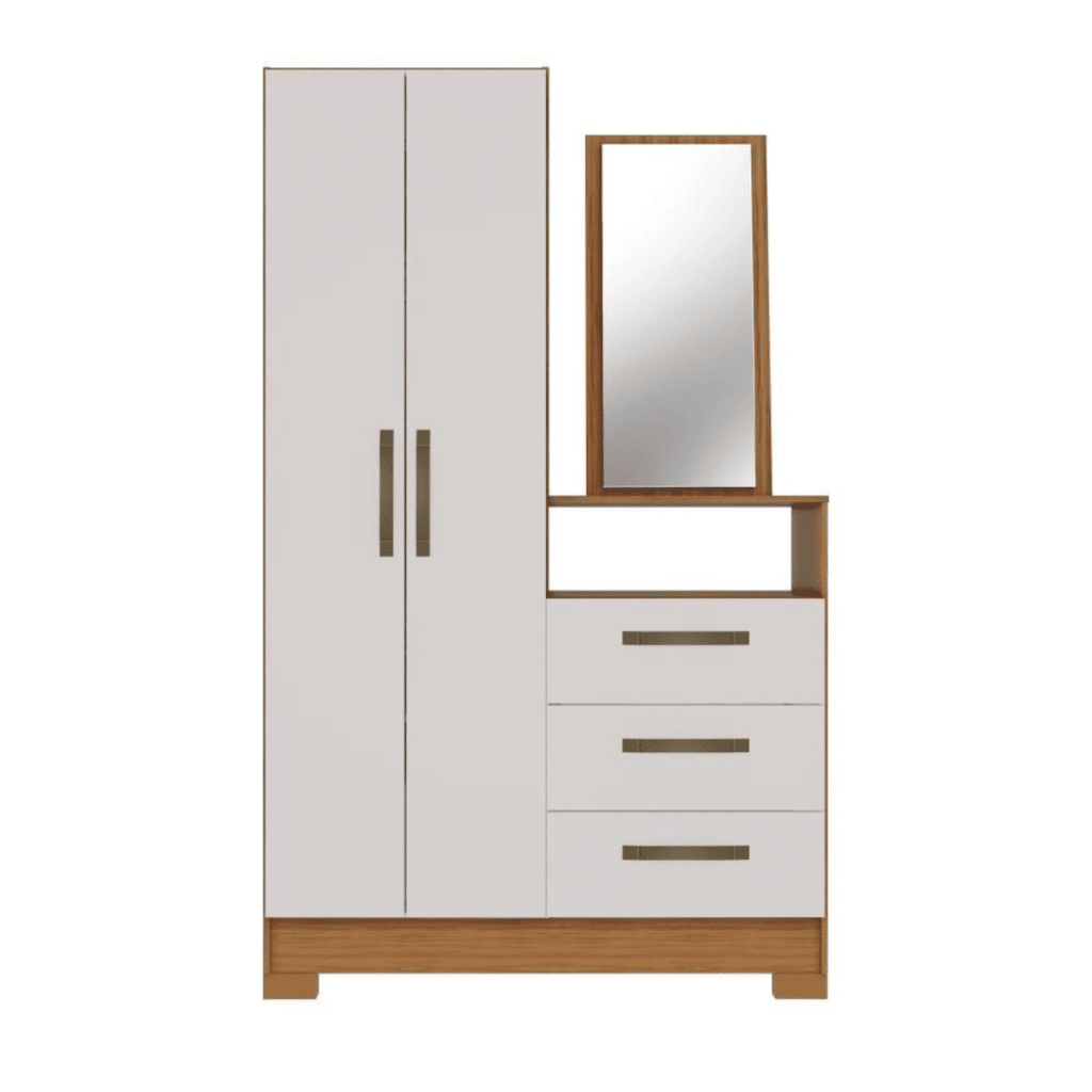 Cômoda para Quarto com Espelho 2 Portas 3 Gav Notável NT5165 Freijó/Off White Cômoda para Quarto com Espelho 2 Portas 3 Gav Notável NT5165 Freijó/Off White