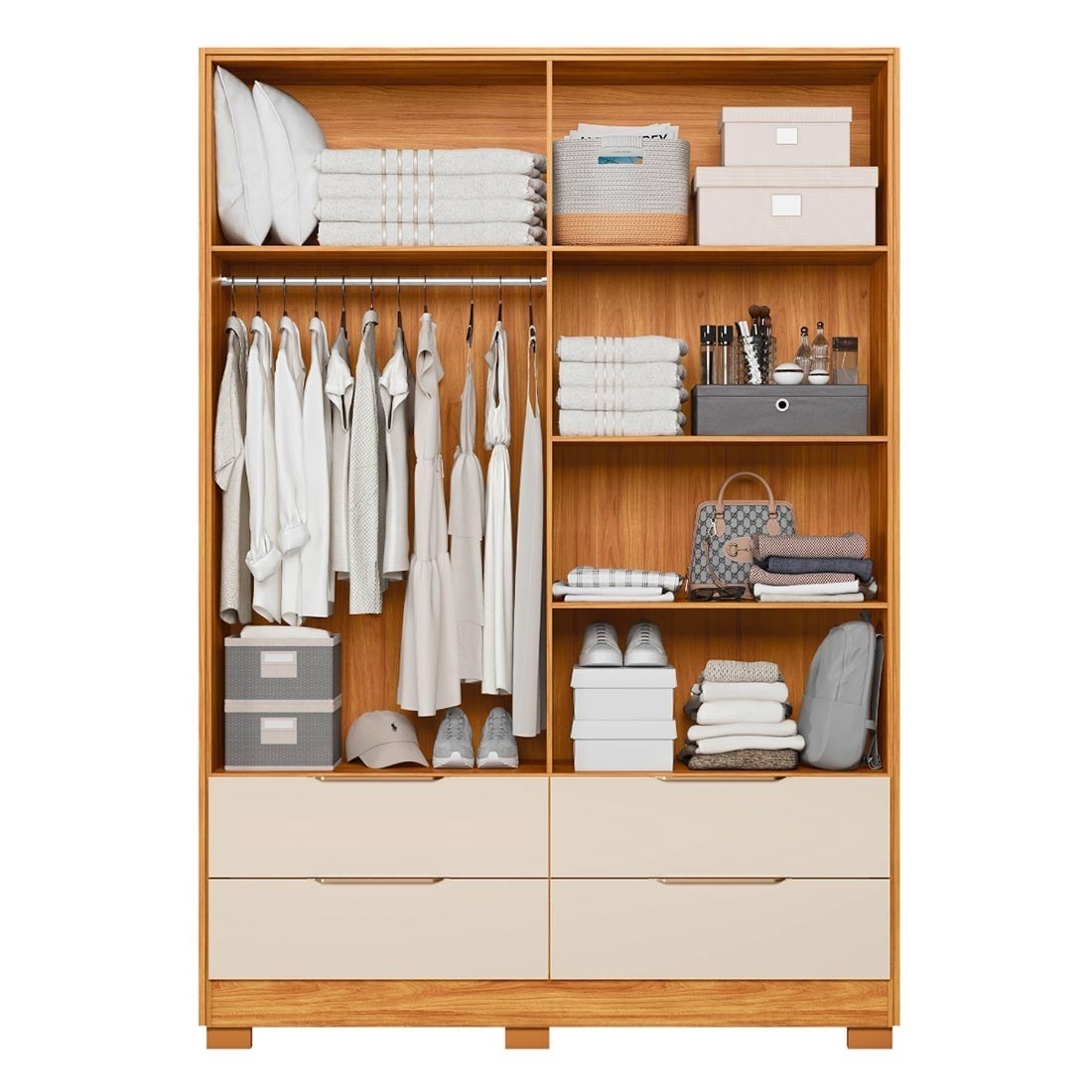 Guarda-roupa Casal Domo 4 Portas com Espelho 157cm Demóbile - Cinam/Of