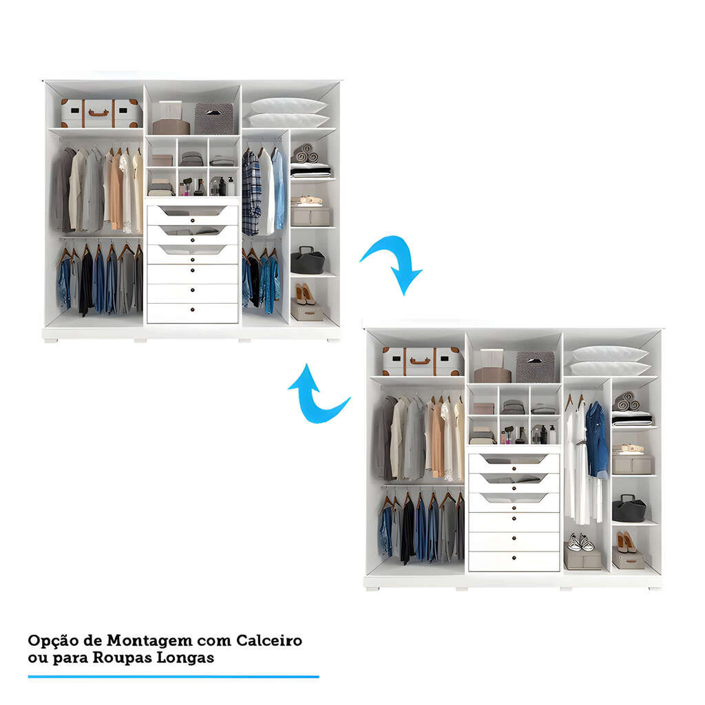 Guarda-Roupa Casal com Espelho 6 Portas em MDF Panan Móveis Guarapari Branco Guarda-Roupa Casal com Espelho 6 Portas em MDF Panan Móveis Guarapari Branco