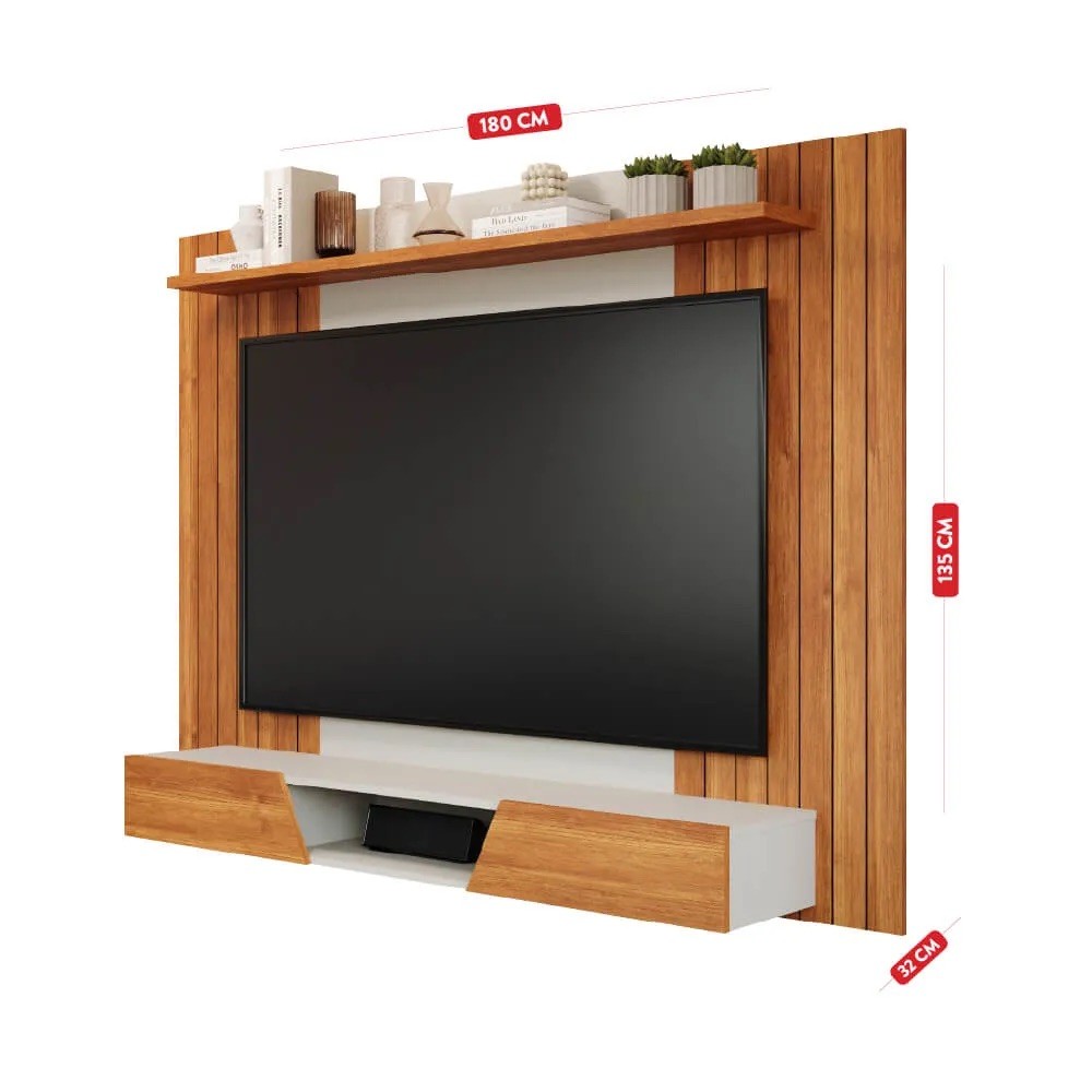 Painel Permobili Santiago 180cm Cinamomo/Off White Painel Permobili Santiago 180cm Cinamomo/Off White