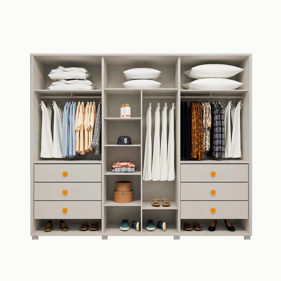 Guarda-roupa Casal 6 Portas 6 Gavetas Versati Bom Pastor 242cm - Bege