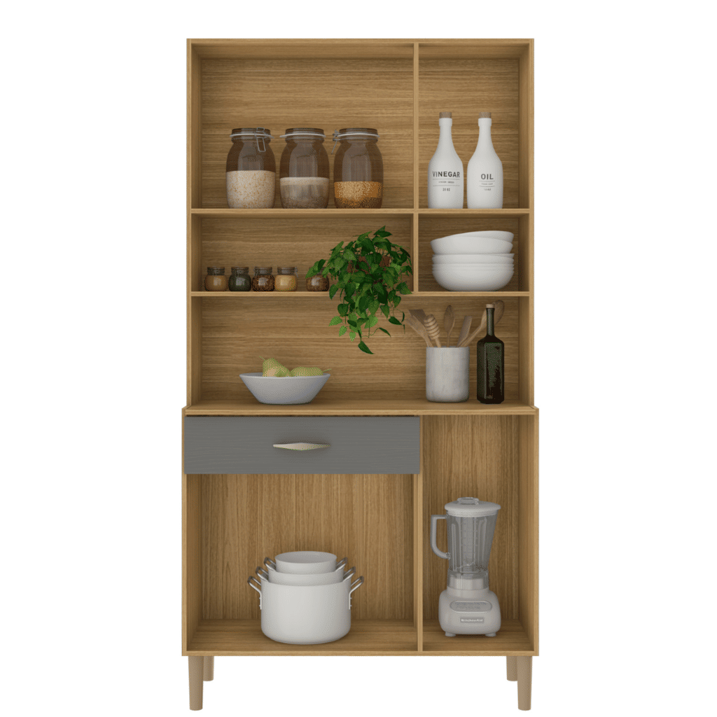 Armário de Cozinha Kit 6 Portas Kits Paraná Apolo Freijo/Gris Armário de Cozinha Kit 6 Portas Kits Paraná Apolo Freijo/Gris