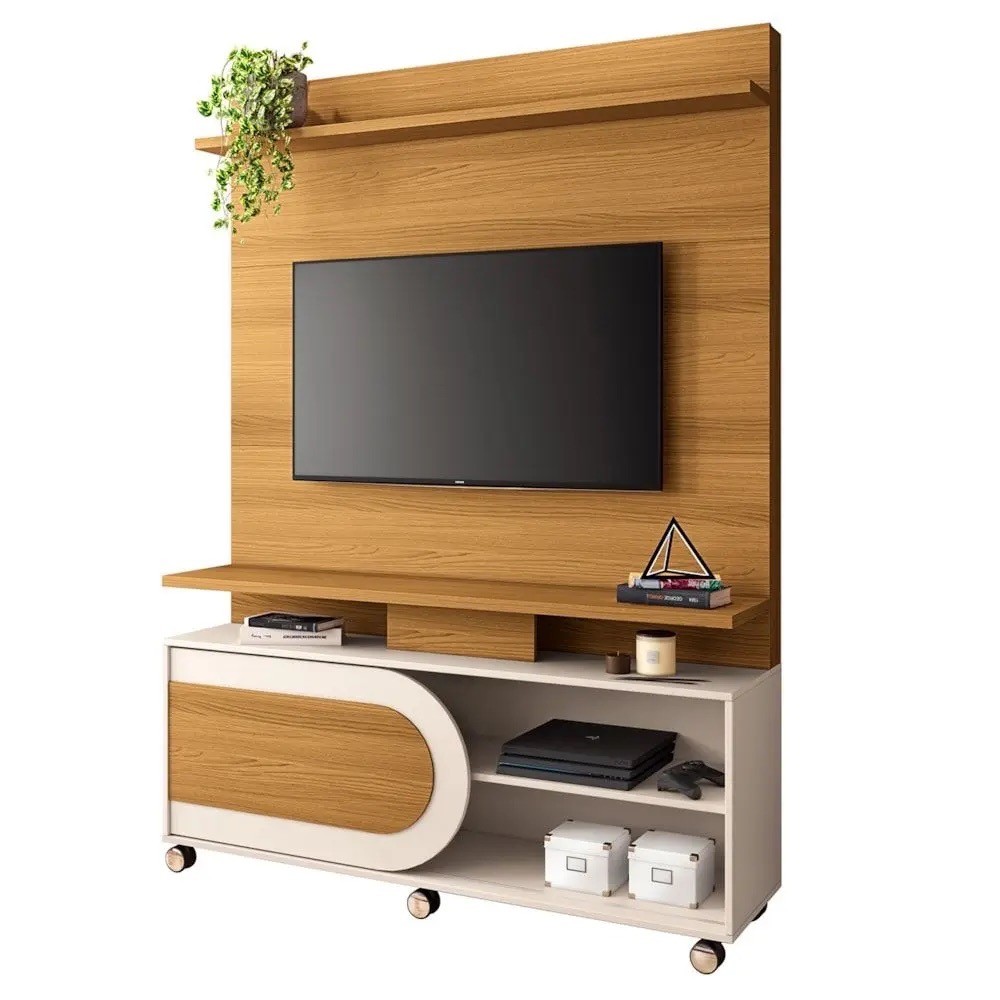 Estante Home TV 55 Polegadas HB Móveis Orbis Cinamomo/Off White