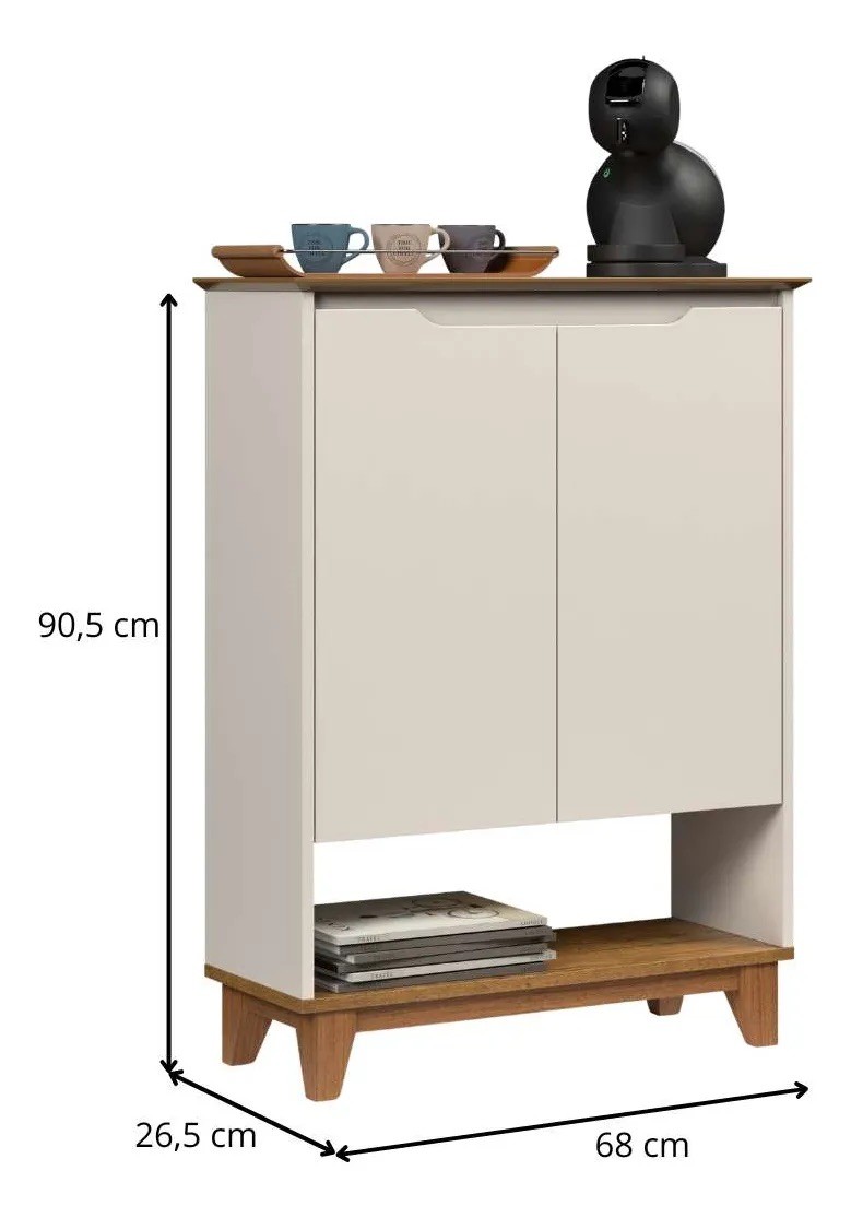 Sapateira 2 Portas Hall Flow EJ Móveis – Off White/Freijó Sapateira 2 Portas Hall Flow EJ Móveis – Off White/Freijó