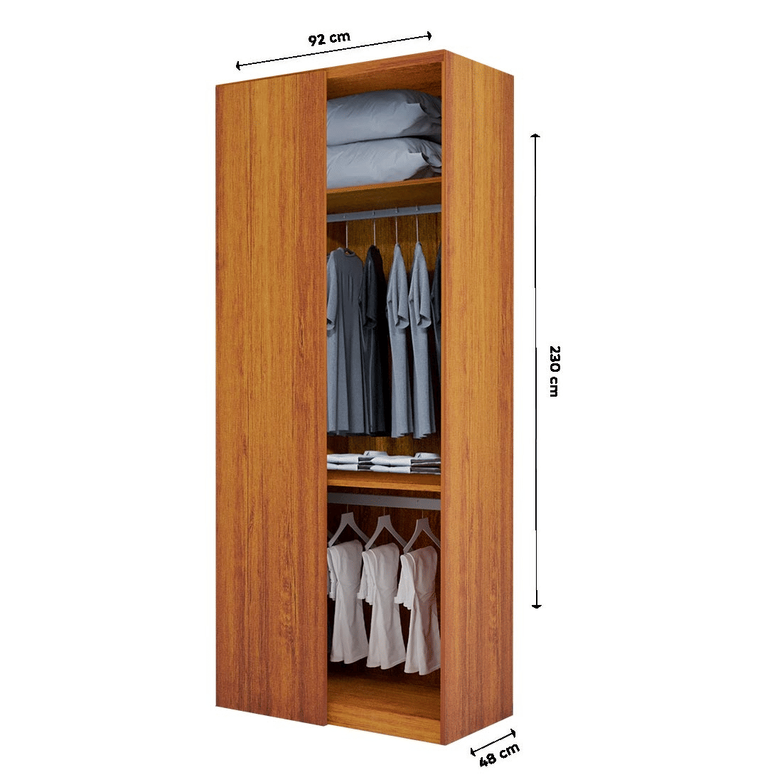 Modulo Guarda-Roupa Tivoli Canto Reto, 100% MDF Nature/Bege - Bom Pastor