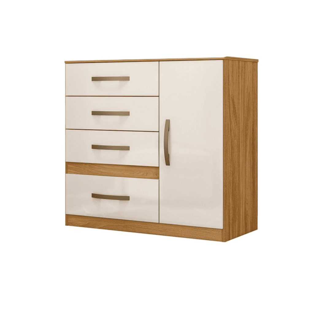 Cômoda para Quarto Com 4 Gavetas 1 Porta Moval Vênus Freijó/Off white Cômoda para Quarto Com 4 Gavetas 1 Porta Moval Vênus Freijó/Off white