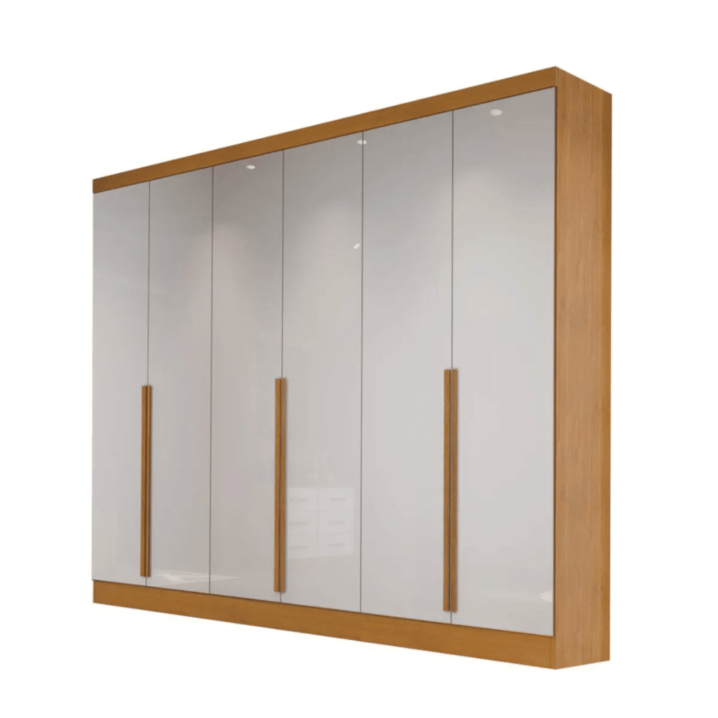 Guarda-Roupa Casal Curitiba 100% MDF 6 Portas Nature/Off White - Bianchi Móveis