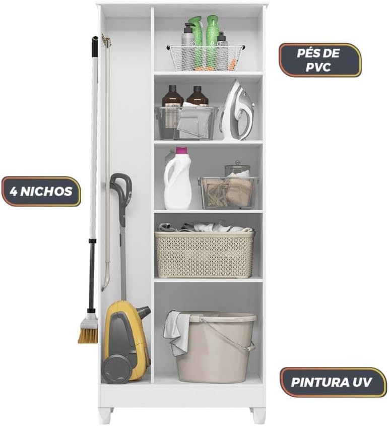 Armário Multiuso Jade 70cm 2 Portas Branco Moval  Armário Multiuso Jade 70cm 2 Portas Branco Moval