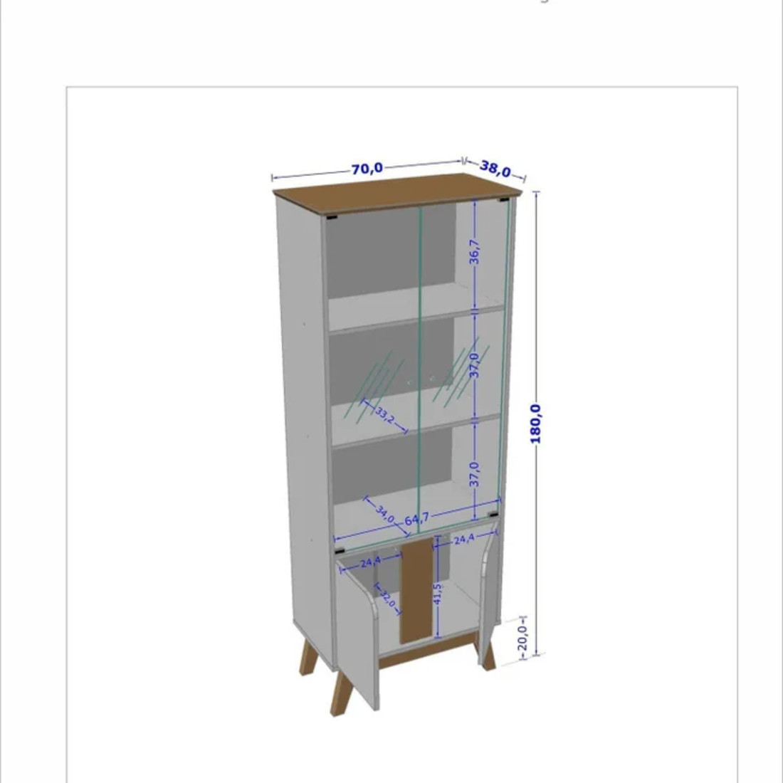 Cristaleira 2 Portas Madri Naturalle Bechara Cristaleira 2 Portas Madri Naturalle Bechara