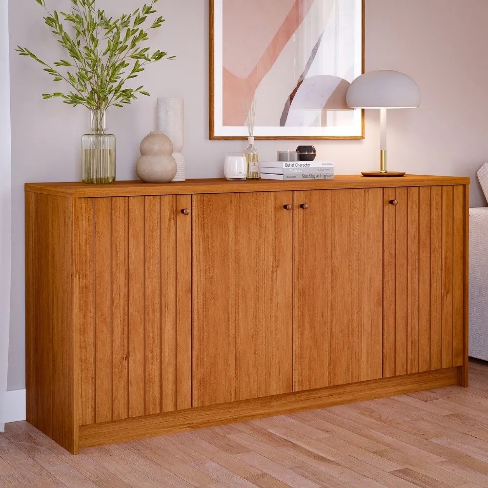 Buffet Lia Cimol 100% MDF 3 Prateleiras - Cinamomo Buffet Lia Cimol 100% MDF 3 Prateleiras - Cinamomo