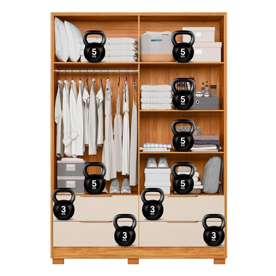 Guarda-roupa Casal Domo 4 Portas com Espelho 157cm Demóbile - Cinam/Of