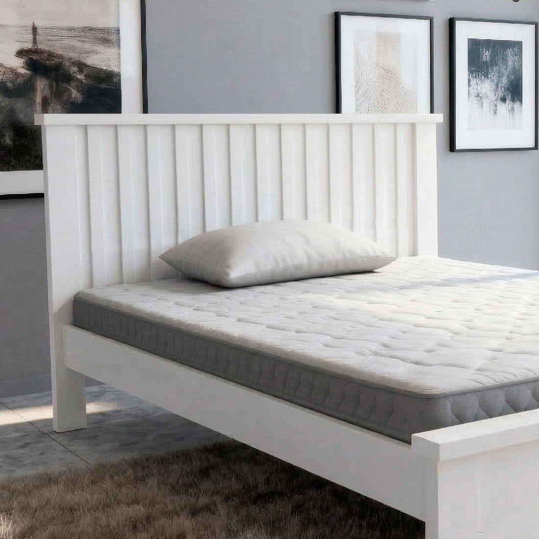 Cama Casal Versati 100% MDF Painel Ripado Bom Pastor - Branco Cama Casal Versati 100% MDF Painel Ripado Bom Pastor - Branco