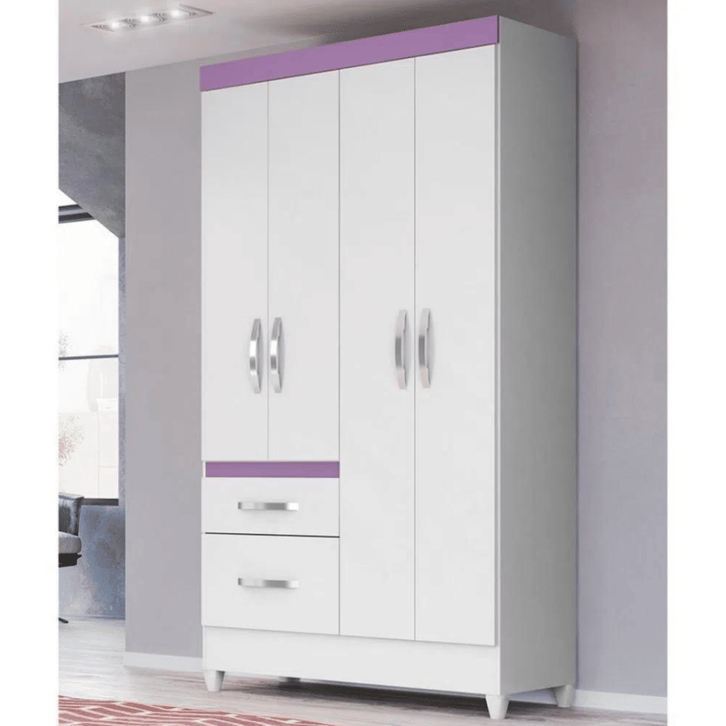 Guarda-Roupa Solteiro 4 Portas Moval Madri Branco Flex Guarda-Roupa Solteiro 4 Portas Moval Madri Branco Flex