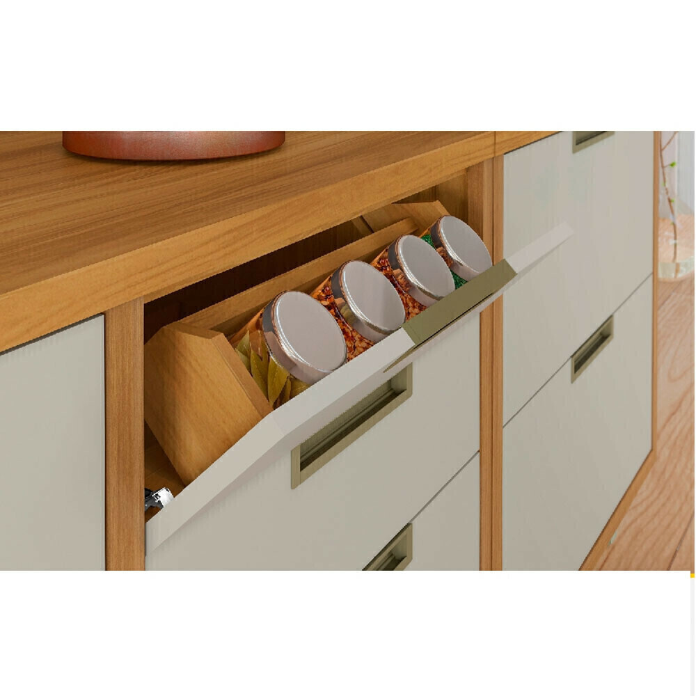 Balcão de Cozinha com Tampo Nesher 1 Porta 4 Gavetas Imperatriz 120cm Freijo / Off White