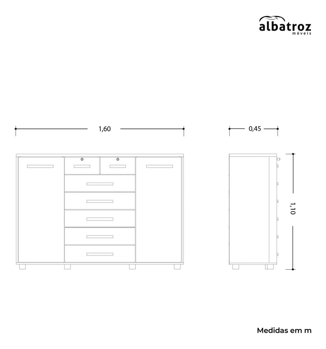 Cômoda 7 Gavetas 2 Portas Albatroz Fontana - Cinamomo/Off White Cômoda 7 Gavetas 2 Portas Albatroz Fontana - Cinamomo/Off White