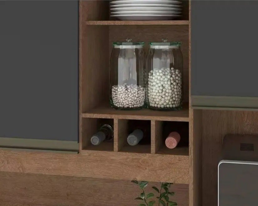 Armário de Cozinha Kit em MDF 9 Portas 1 Gaveta Ronipa Merlot Prime Amendoa/Chumbo Armário de Cozinha Kit em MDF 9 Portas 1 Gaveta Ronipa Merlot Prime Amendoa/Chumbo