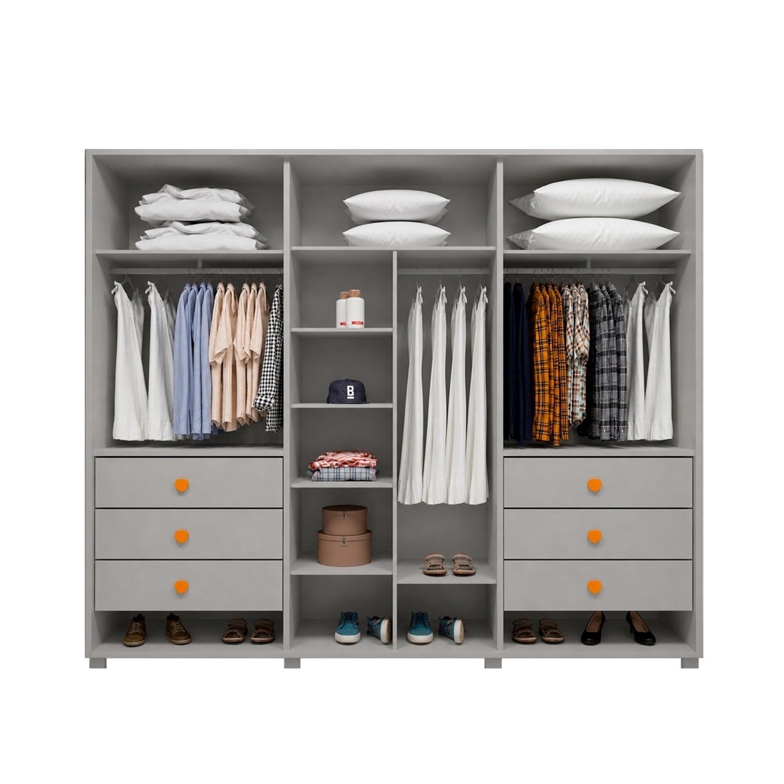 Guarda-roupa Casal 6 Portas 6 Gavetas Versati Bom Pastor 242cm - Bege