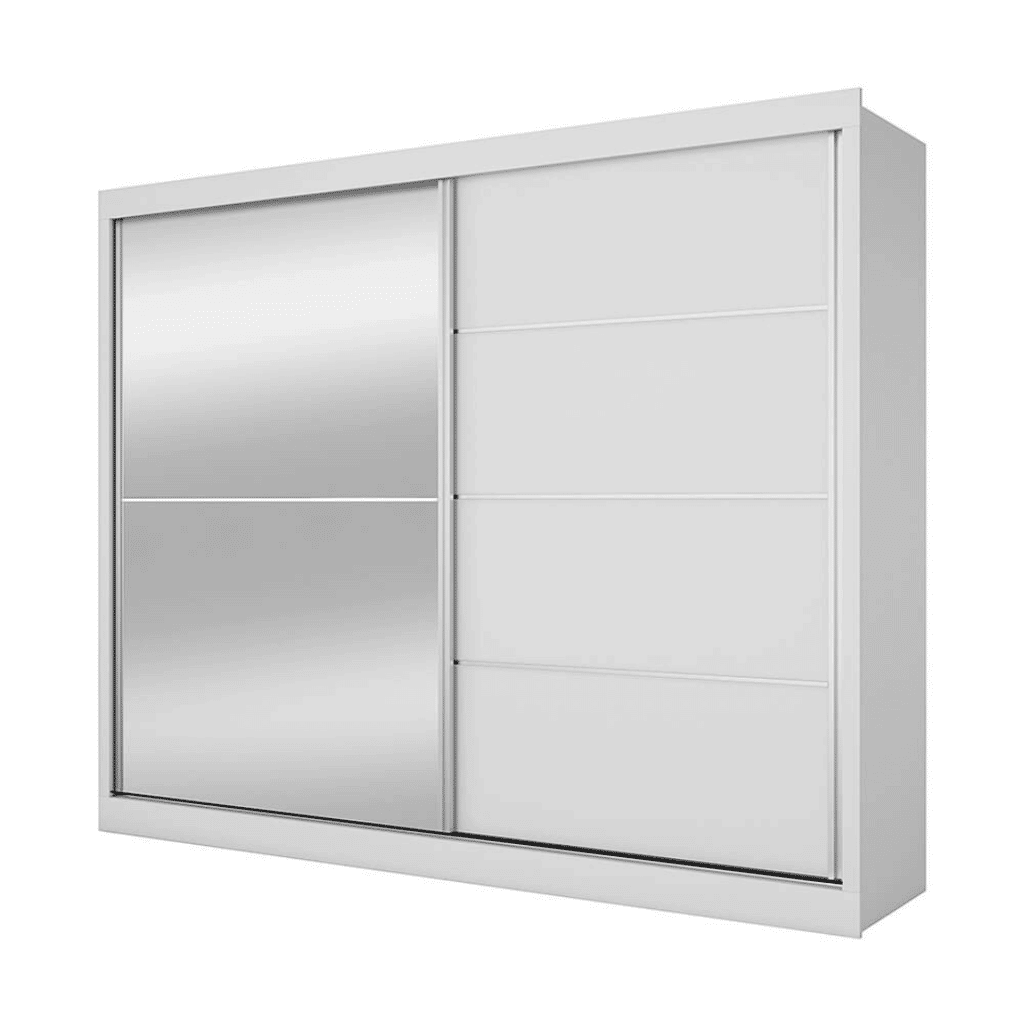 Guarda-Roupa Casal Com Espelho 100% MDF 2 Portas de Correr Verona Plus Branco Europa Guarda-Roupa Casal Com Espelho 100% MDF 2 Portas de Correr Verona Plus Branco Europa